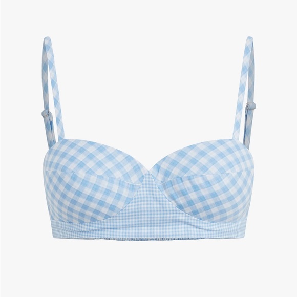 NWT favorite daughter the ex boyfriend bra in blue gingham - Picture 4 of 8